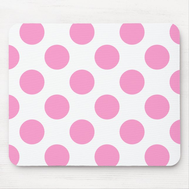 Weißer und rosa Polka-Dot Mousepad (Vorne)