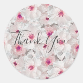 Weißer und rosafarbener Blumen Runder Aufkleber