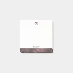 Weißer und Rose Goldmarmor Elefant & Border Post-it Klebezettel