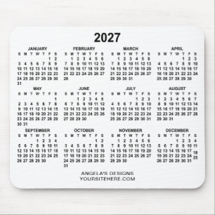 Weißer und schwarzer 2027-Kalender Werbeartikel Mousepad