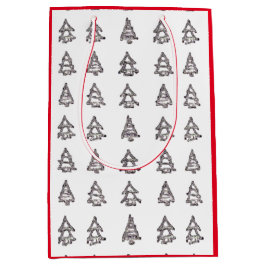 Weißer und schwarzer Baumbeutel (rote Seiten) Mittlere Geschenktüte