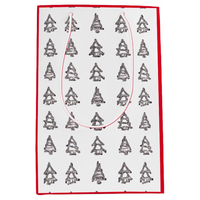 Weißer und schwarzer Baumbeutel (rote Seiten) Mittlere Geschenktüte (Vorderseite)