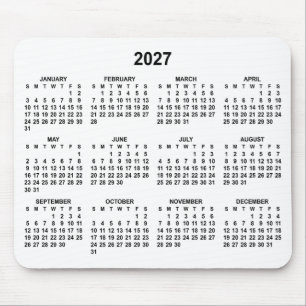 Weißer und schwarzer Kalender 2027 Mousepad