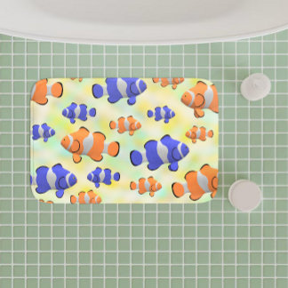 Weißer Unterwasserozean 3d blauer Orangenfisch Badematte