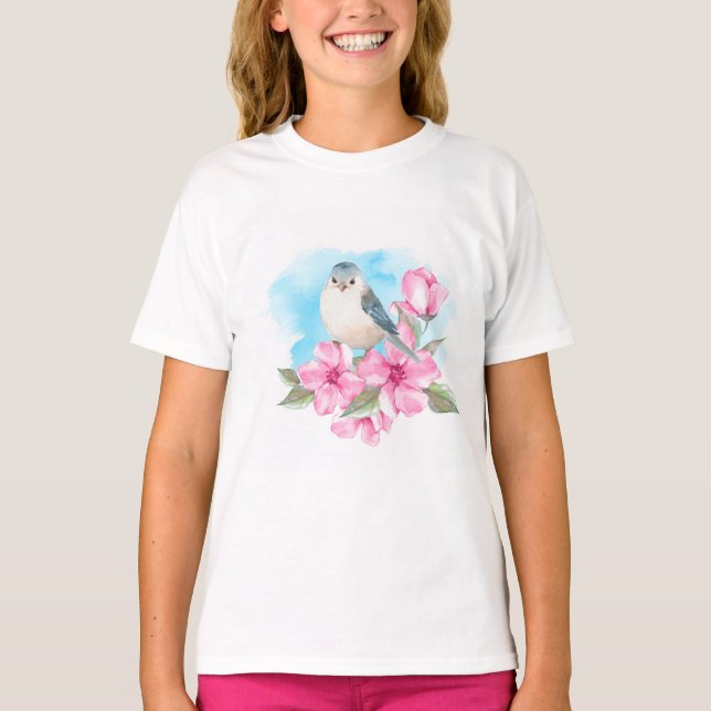 Weißer Vogel. Wasserfarbenfeder T-Shirt (Vorderseite)