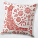 Weißer Vogelschwarm Kissen<br><div class="desc">Skandinavische Volkskunst Stil Rot-Weiß Vogel und Blume Design. Originelle Kunst von Nic Squirrell.</div>