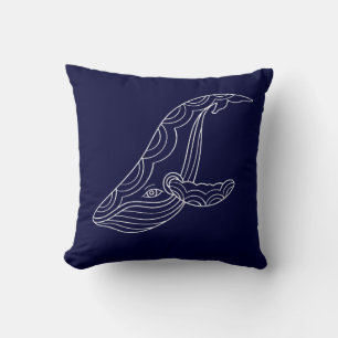 Weißer Wal auf BLAU PILLOW Kissen