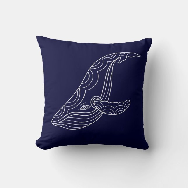 Weißer Wal auf BLAU PILLOW Kissen (Vorderseite)