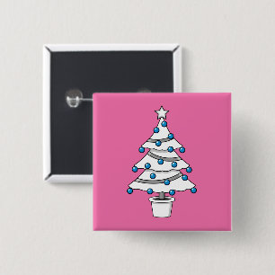 Weißer Weihnachtsbaum Button