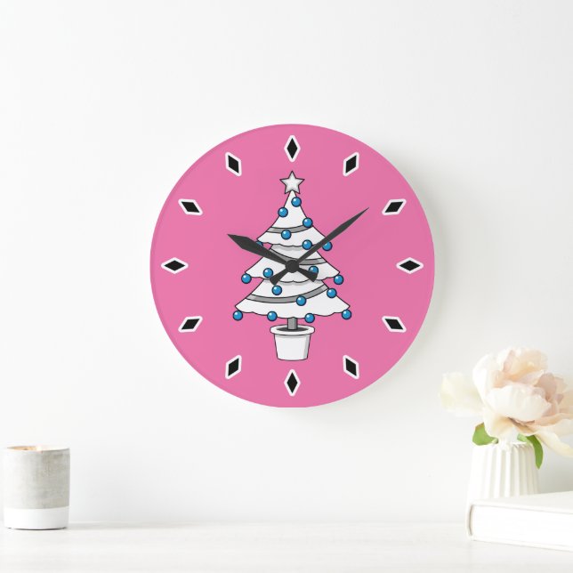 Weißer Weihnachtsbaum Große Wanduhr (Zuhause)