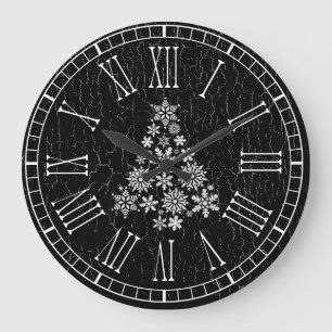 Weißer Weihnachtsbaum Ihr verwitterter Hintergrun Große Wanduhr