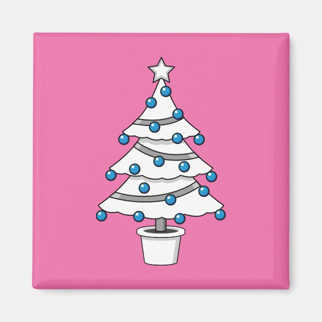 Weißer Weihnachtsbaum Magnet (Vorne)