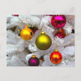 Weißer Weihnachtsbaum mit farbenfrohen Bauern Postkarte