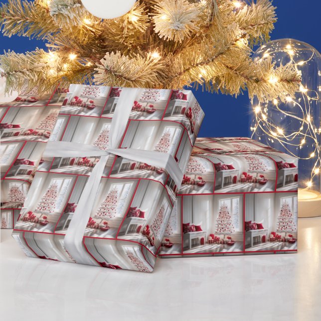 Weißer Weihnachtsbaum mit Geschenken Geschenkpapier (Feiertage)