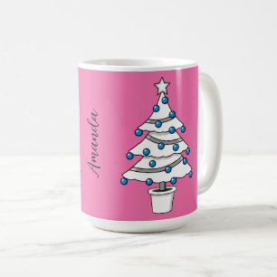 Weißer Weihnachtsbaum   Name hinzufügen Kaffeetasse