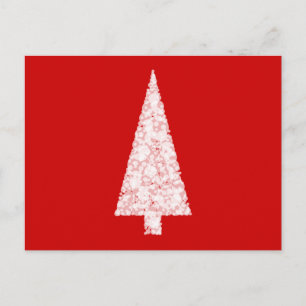 Weißer Weihnachtsbaum. Rot. Modern. Feiertagspostkarte