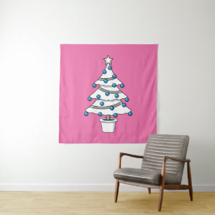 Weißer Weihnachtsbaum Wandteppich