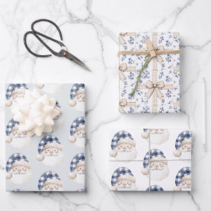 Weißer Weihnachtsmann mit Hut Weihnachtsgeschenke Geschenkpapier Set