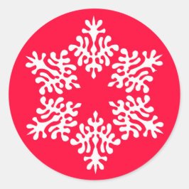 Weißer Weihnachtsschneeflocken Runder Aufkleber