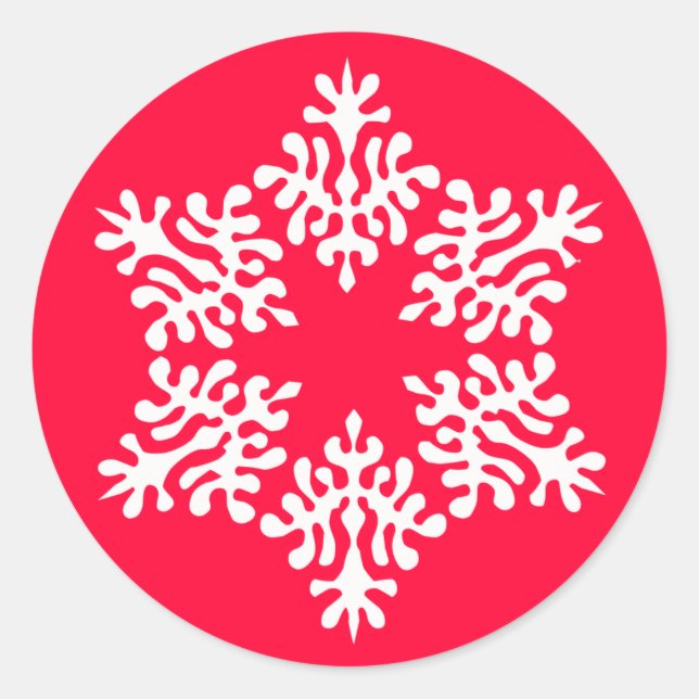 Weißer Weihnachtsschneeflocken Runder Aufkleber (Vorderseite)