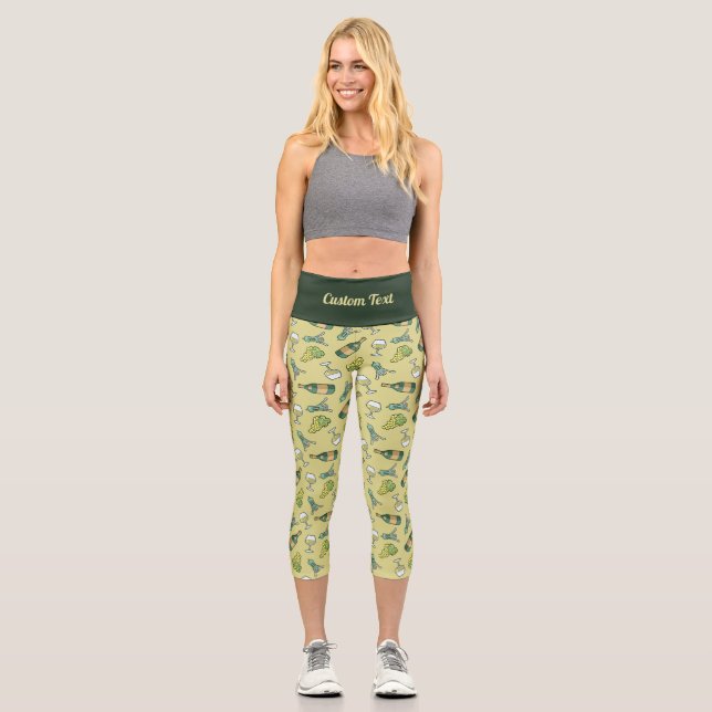 Weißer Wein Muster Capri Leggings (Vorderseite)