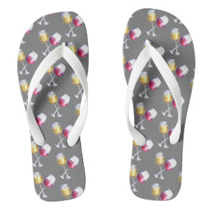 Weißer Wein Rote Brille Aquarellengeschmack Flip Flops