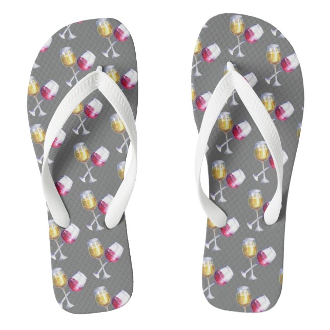 Weißer Wein Rote Brille Aquarellengeschmack Flip Flops (Fußbett)
