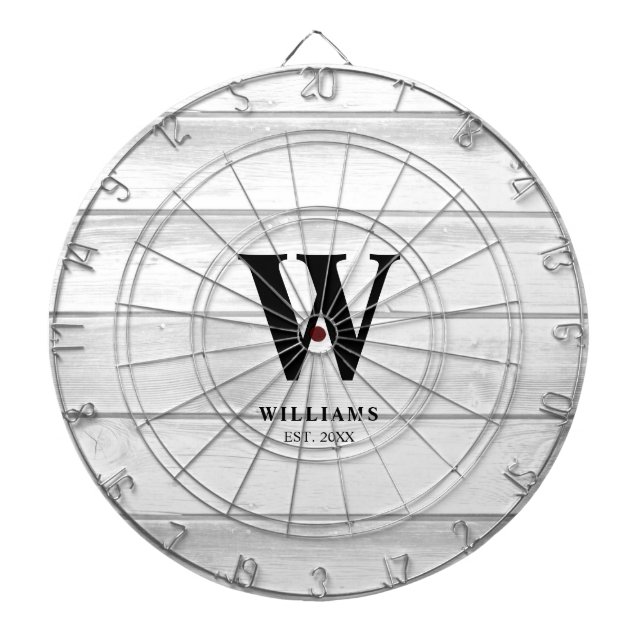 Weißer Weißholz aus rustikalem Land Personalisiert Dartscheibe (vorne)