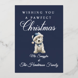 Weißer Westie Weihnachten Folien Feiertagskarte