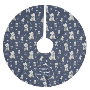 Weißer Westie Weihnachten Polyester Weihnachtsbaumdecke