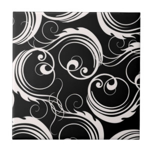 Weißer Wirbel auf Schwarzem Fliese