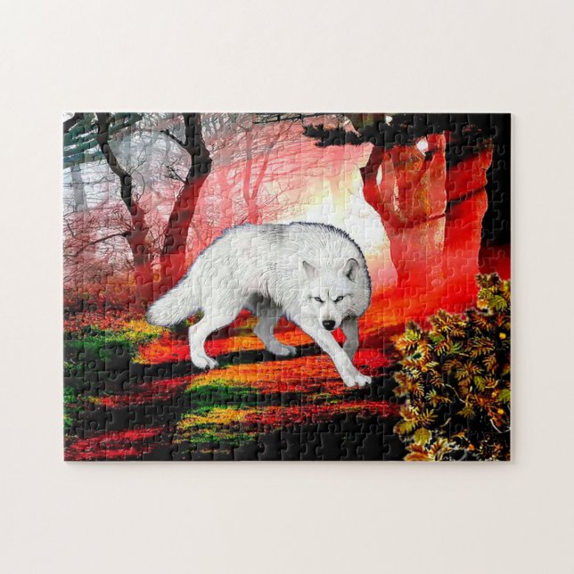 Weißer Wolf an abgelegener Stelle Puzzle (Horizontal)