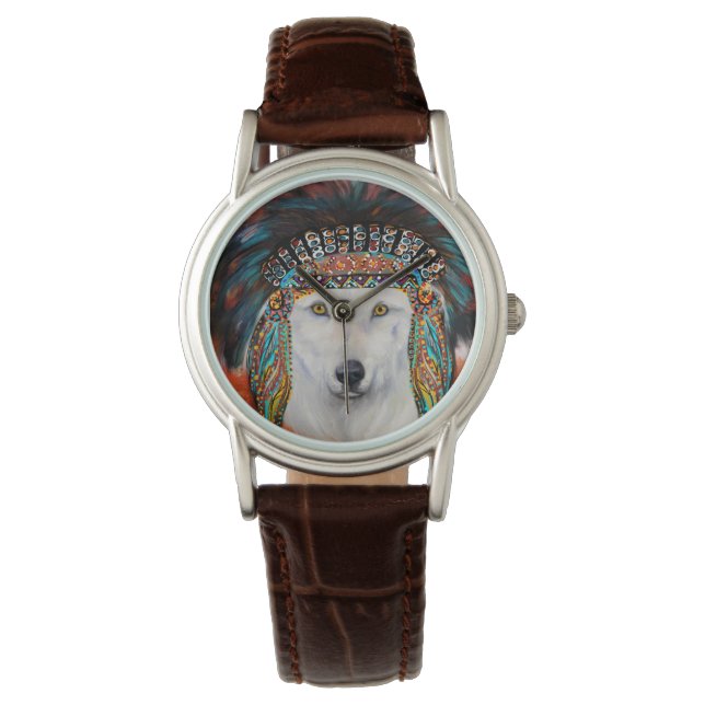 Weißer Wolf Armbanduhr (Vorderseite)