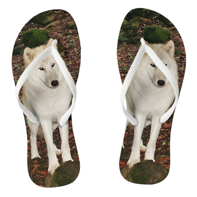 Weißer Wolf Flip Flops (Fußbett)