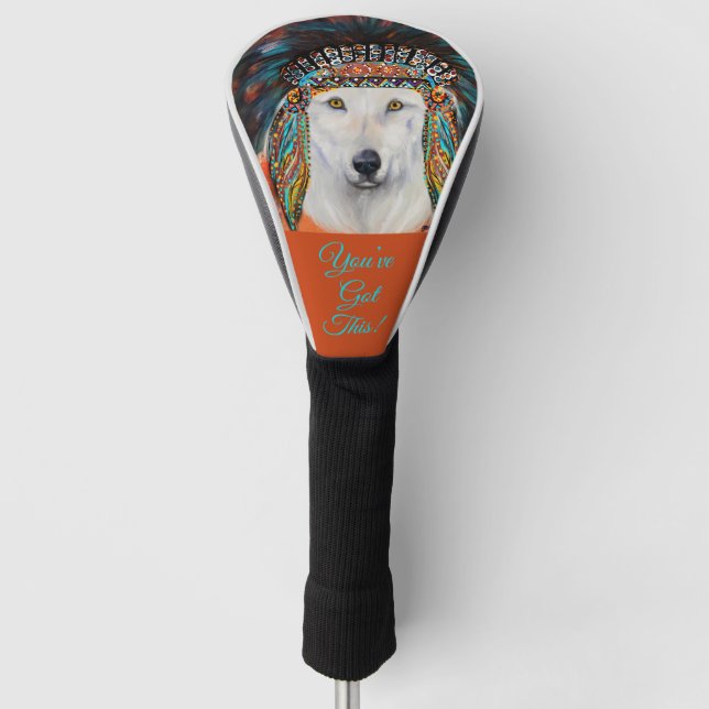 Weißer Wolf Golf Headcover (Vorderseite)
