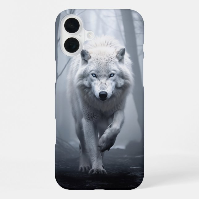 Weißer Wolf im Foggy Forest iPhone Hülle (Rückseite)