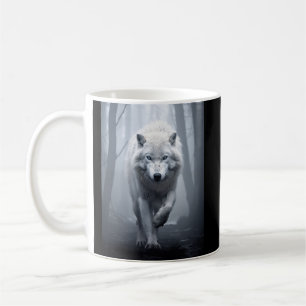 Weißer Wolf im Foggy Forest Kaffeetasse