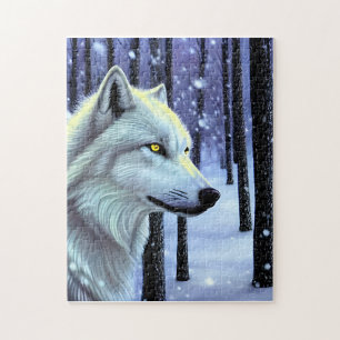 Weißer Wolf im Schnee Puzzle