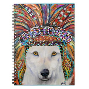 Weißer Wolf Kunst Notizblock