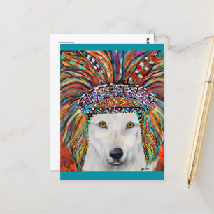 Weißer Wolf Kunst Postkarte