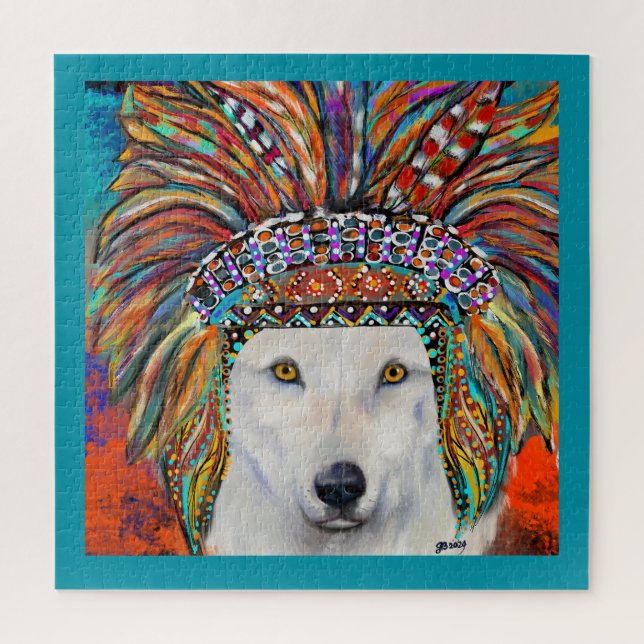 Weißer Wolf Kunst Puzzle (Vertikal)