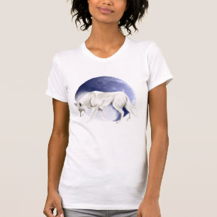 Weißer Wolf mit halber Mond-T - Shirt