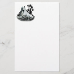 Weißer Wolf mit Pup Stationierung Briefpapier