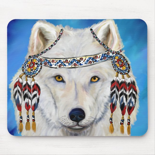 Weißer Wolf Mousepad (Vorne)