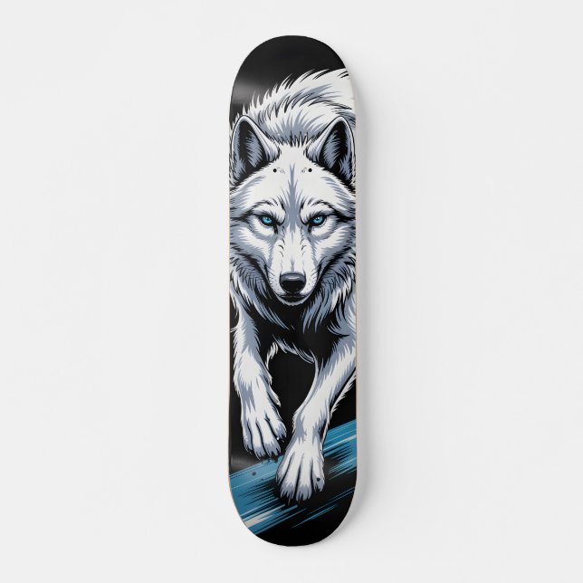Weißer Wolf Skateboard  (Vorne)