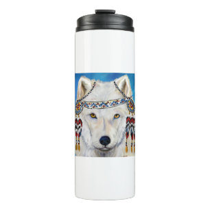 Weißer Wolf Thermosbecher