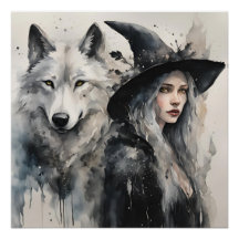 Weißer Wolf und Hexe