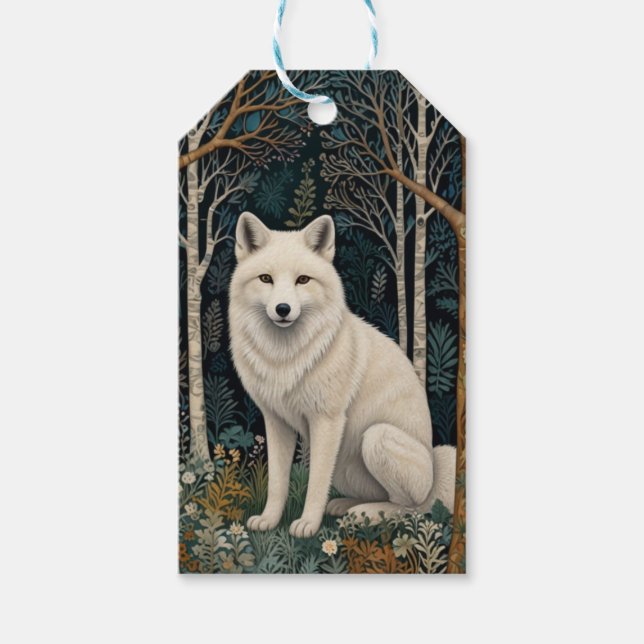 Weißer Wolf Vintage Boho Wald Forst  Geschenkanhänger (Vorderseite)