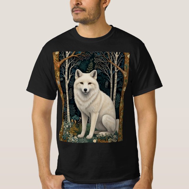 Weißer Wolf Vintage Boho Waldlandschaft  T-Shirt (Vorderseite)