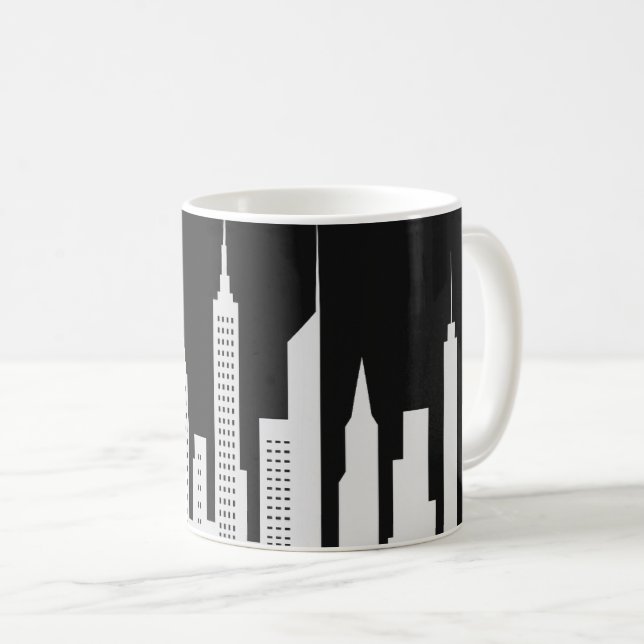 Weißer Wolkenkratzer Kaffeetasse (VorderseiteRechts)